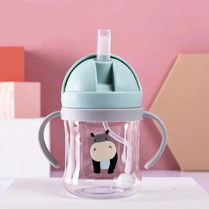 250 ml cartoon design double handle baby sippy cup, bottle, water bottle, kindergarten leak-proof cup, photography accessories