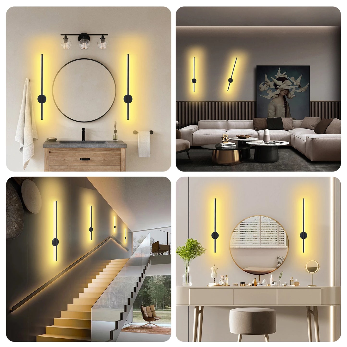 Rechargeable 50cm/80cm Wall Light Wireless LED Internal Wall Sconce Modern Beside Night Lamp for Bedroom Remote Control 1PCS