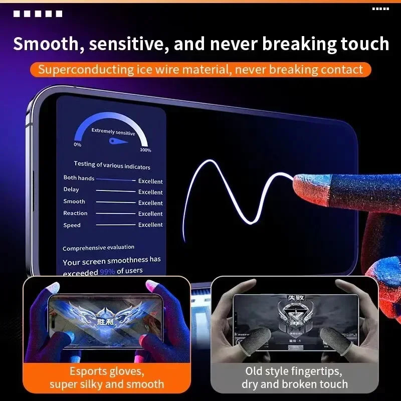 1 Pair NEW E-Sports Mobile PUBG Game Finger Gloves Silver Fiber Anti Slip Ultrathin Sweat Resistance Breathable Gaming Fingertip