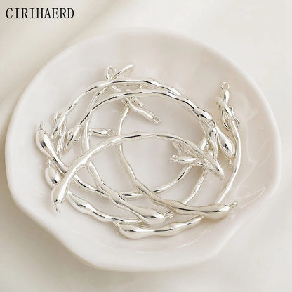 Branch Half Ring Bracelet 14K Gold Plated Irregular Connections Curved Tube For DIY Women's Jewelry Bracelet Making Accessories
