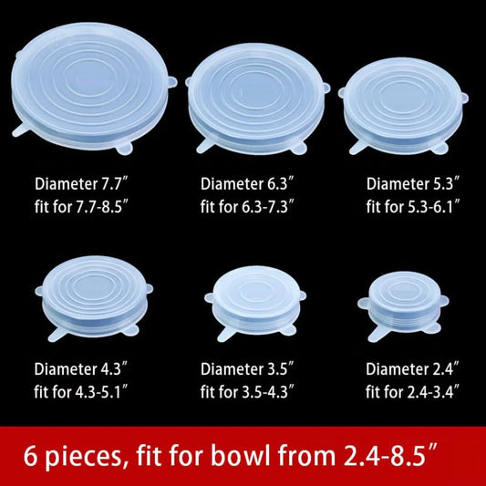 6PCS/Set Multifunctional bowl cover Fresh-keeping Cover Silicone Lids Refrigerator Sealing Preservation Film Kitchen Accessory