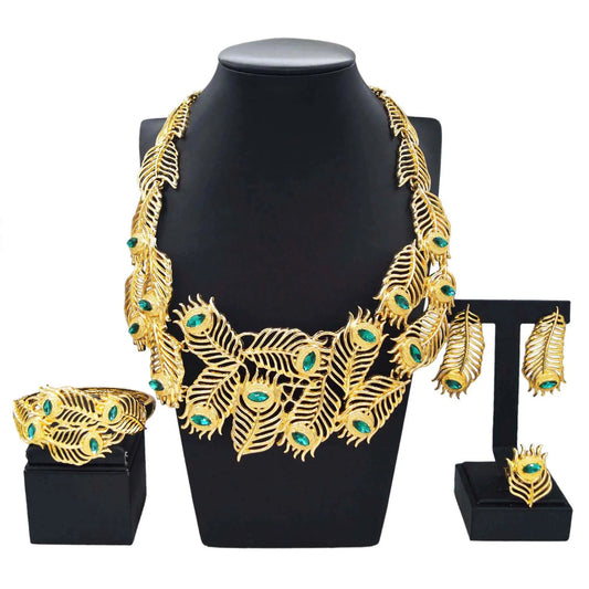 Luxury Woman Long Necklace Unique Design Italian Wedding Party Earrings Bracelets Gold Plated Jewelry Accessories High Quality