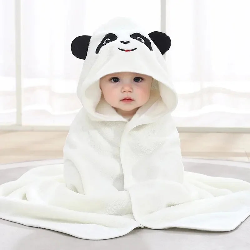 1 Piece Baby Bath Towel Super Absorbent Polyester Material Cute Animal Hooded Bath Towel Bathroom Supplies Beach Cape