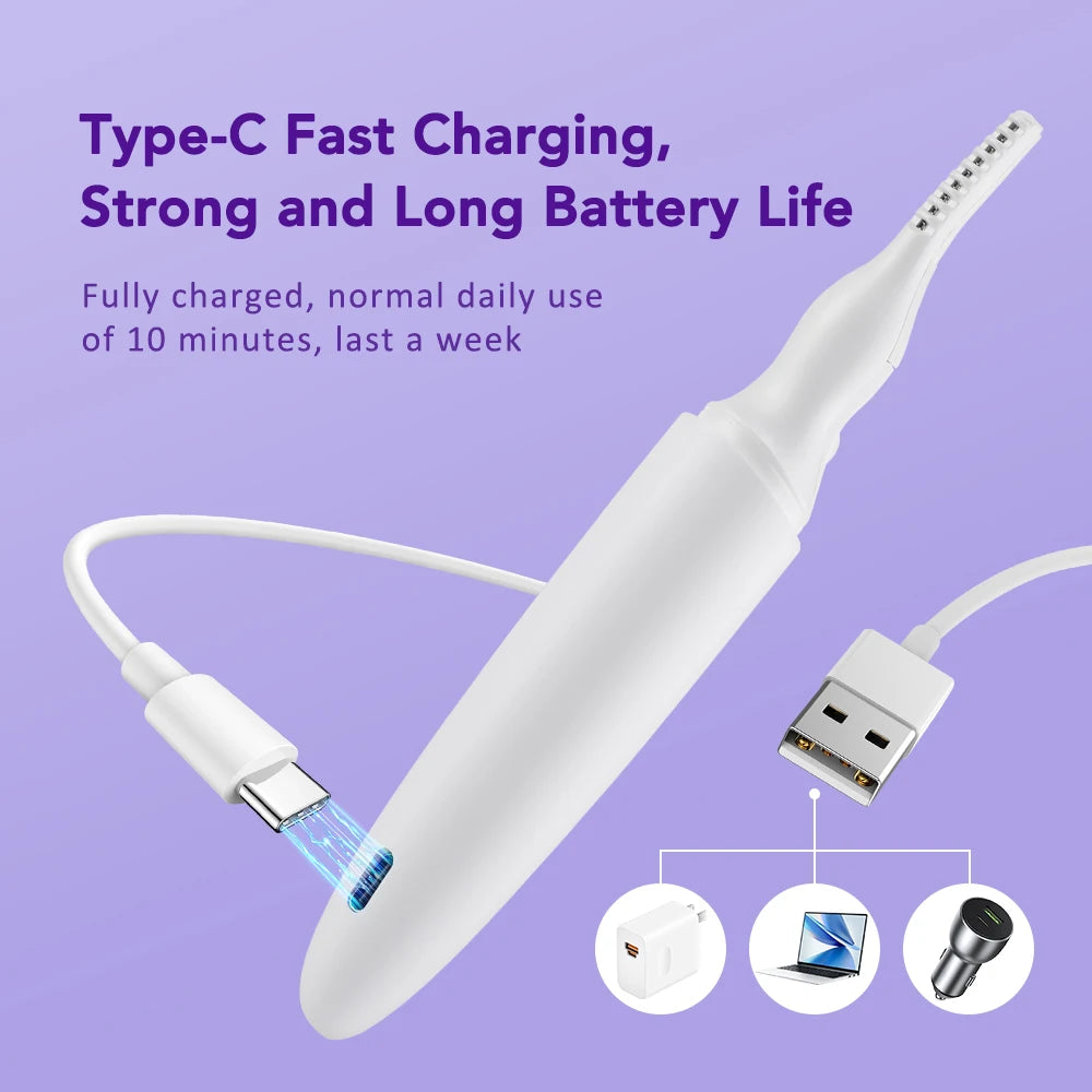 Electric Eyelash Curler Electric Heated Eyelash Curler Long Lasting Eyelash Curling Clip Device Create Perfect Curled Eyelashes