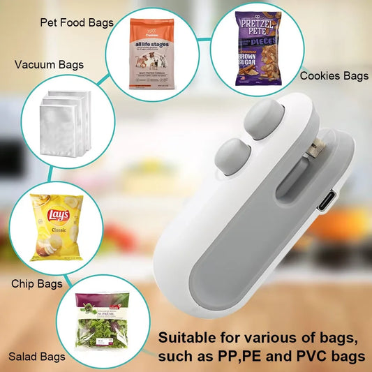 Mini Heat Bag Sealing Machine Portable Plastic Bags Packing Sealer for Snacks Home Handheld Sealer Food Packaging Heat Sealer