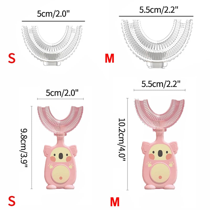 Baby 360 Degree U-shaped Oral Care Cleaning Silicone Soft Toothbrush Cartoon Penguin Koala Cute Children Toothbrush