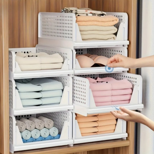1pc Foldable Drawer-Style Wardrobe Organizer Set, Durable Stackable Storage for Clothes for Closet, Bedroom, Home