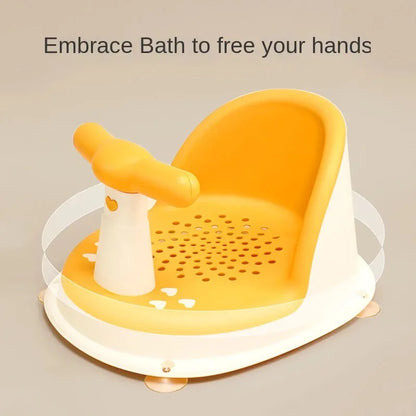 Baby bathtub seat is safe, non slip, and suitable for newborn baby care. Adorable shower seat for children aged 6-18 months