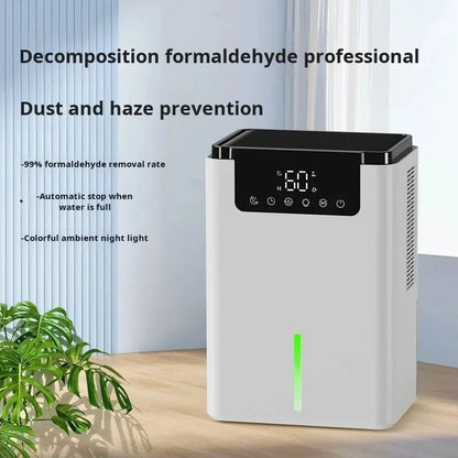 2200ml Air Dehumidifier Mute Moisture Absorbers Machine Air Dryer Water Tank with LED Display and Touch Control Single Core