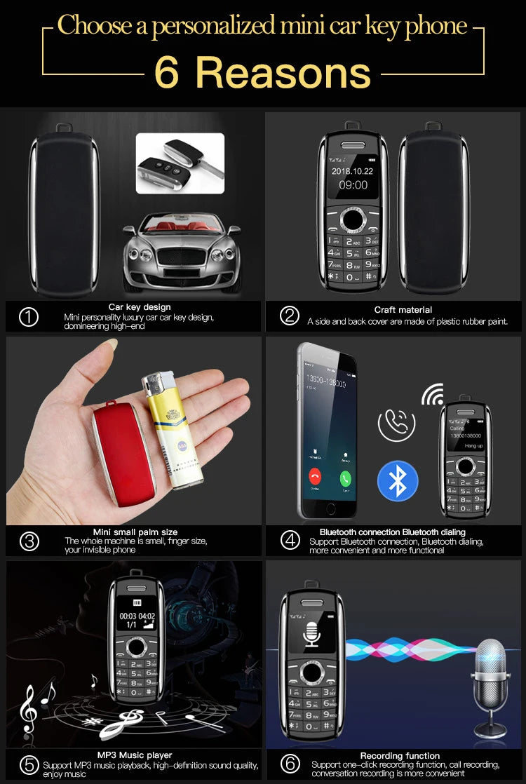 New Mini Mobile Phone X8 0.66" 2G GSM Unlocked Telefone Dual SIM Bluetooth Dialer MP3 Recording Finger Size Small Cellphone