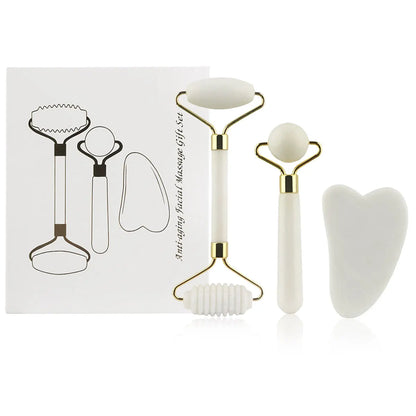 3-in-1 Jade Roller And Gua Sha Set,Roller With Eye Massager,Ridged Massager,Facial Tools For Skin Care Routine And Puffiness