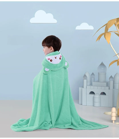 Baby Hooded Bath Towel - Super Absorbent Microfiber Cartoon Cloak, Soft Infant Bathing Wrap with Cute Animal Designs