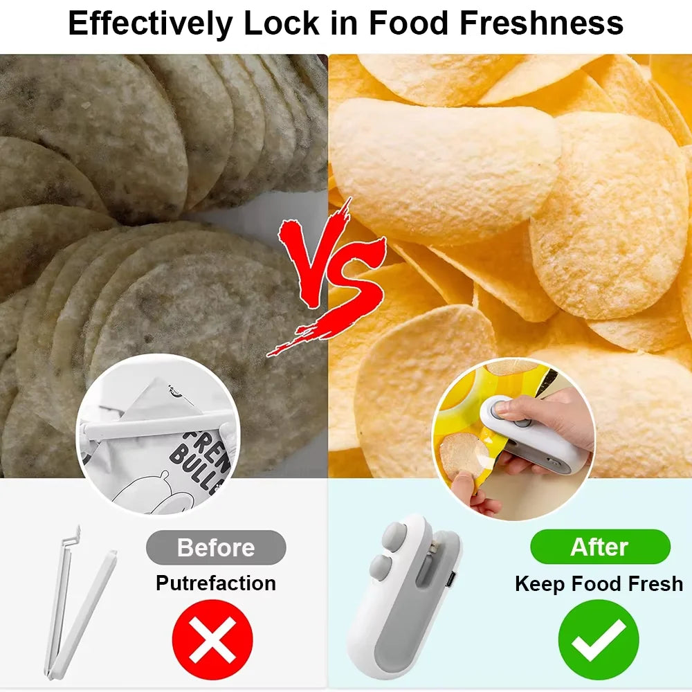 Mini Heat Bag Sealing Machine Portable Plastic Bags Packing Sealer for Snacks Home Handheld Sealer Food Packaging Heat Sealer