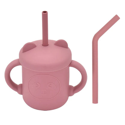 Baby Silicone Sippy Cup Portable Storage Snack Container Feeding Children Rainbow Printing Leakproof Learning Drink Cup Bpa Free