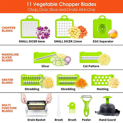 Multifunctional Vegetable Slicer Cutter Shredders With Basket Fruit Potato Chopper Carrot Grater Vegetable Tools Kitchen Home
