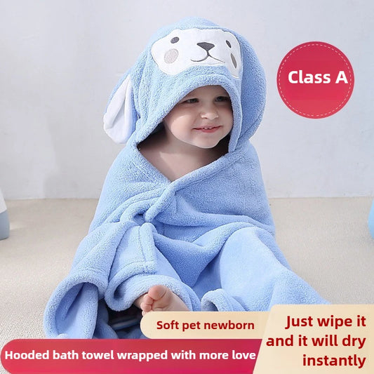 Baby Hooded Bath Towel - Super Absorbent Microfiber Cartoon Cloak, Soft Infant Bathing Wrap with Cute Animal Designs