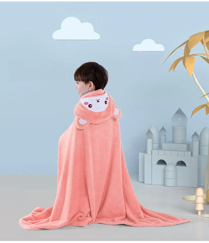 Baby Hooded Bath Towel - Super Absorbent Microfiber Cartoon Cloak, Soft Infant Bathing Wrap with Cute Animal Designs