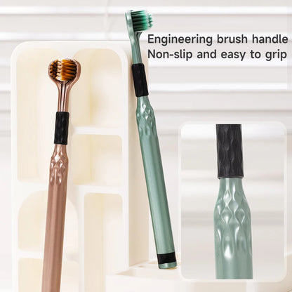 3-Sided Toothbrush for Comprehensive Cleaning | Ideal Angle Design | Raised Tongue Coating Brush | 2-Pack | Soft Bristles for Ge