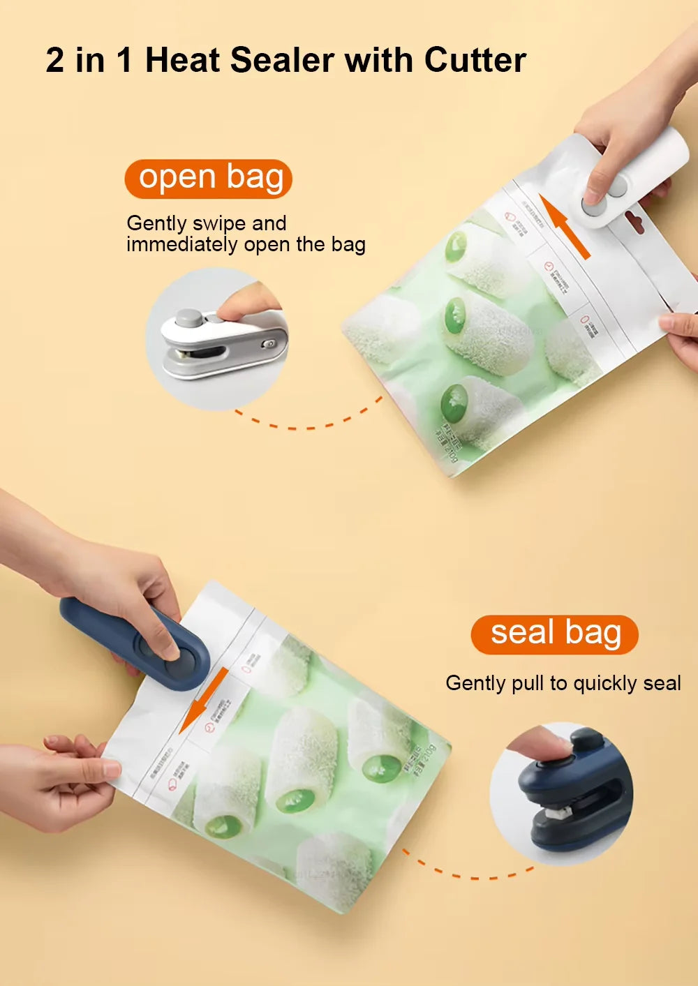 Mini Heat Bag Sealing Machine Portable Plastic Bags Packing Sealer for Snacks Home Handheld Sealer Food Packaging Heat Sealer