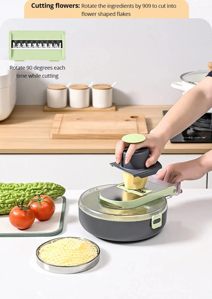 11 in 1 Multifunctional Vegetable Slicer Cutter Shredders Slicer With Basket Fruit Potato Chopper Carrot Sliced and Diced