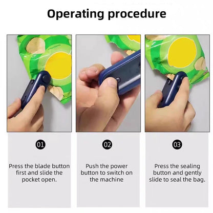 Mini Heat Bag Sealing Machine Package Sealer Bags Plastic Food Sealer Clip Bag Handheld Sealer Food Packaging Heat Sealer