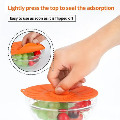 5pcs Silicone Food Fresh Cover Set - Universal Microwave Bowl Covers! Reusable, Easy Vacuum Seal, Stretch Pot Caps