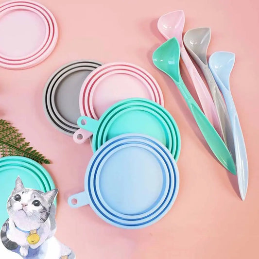 3 In 1 Reusable Pet Food Can Cover Silicone Dogs Cats Storage Tin Cap Lid Seal Cover Pet Supplies