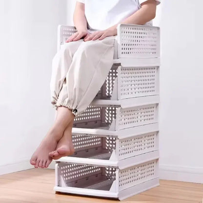 Foldable Clothes Storage Drawer High-capacity Plastic Storage Box Household Stackable Drawer Organization Household Accessories