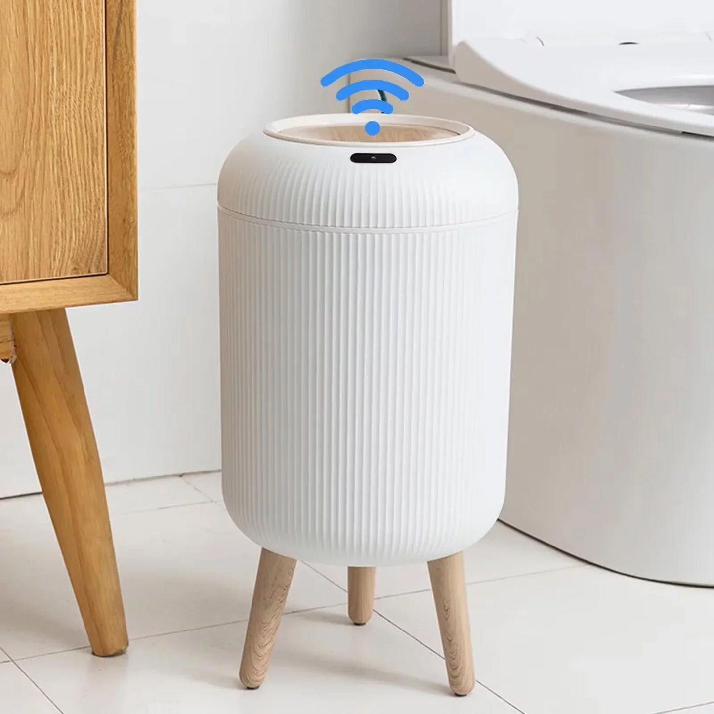 Smart Motion Sensor Automatic Trash Can  Small Plastic  Lid  Equipped for Bedroom Bathroom  Kitchen & Office