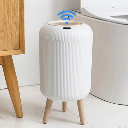Smart Motion Sensor Automatic Trash Can  Small Plastic  Lid  Equipped for Bedroom Bathroom  Kitchen & Office