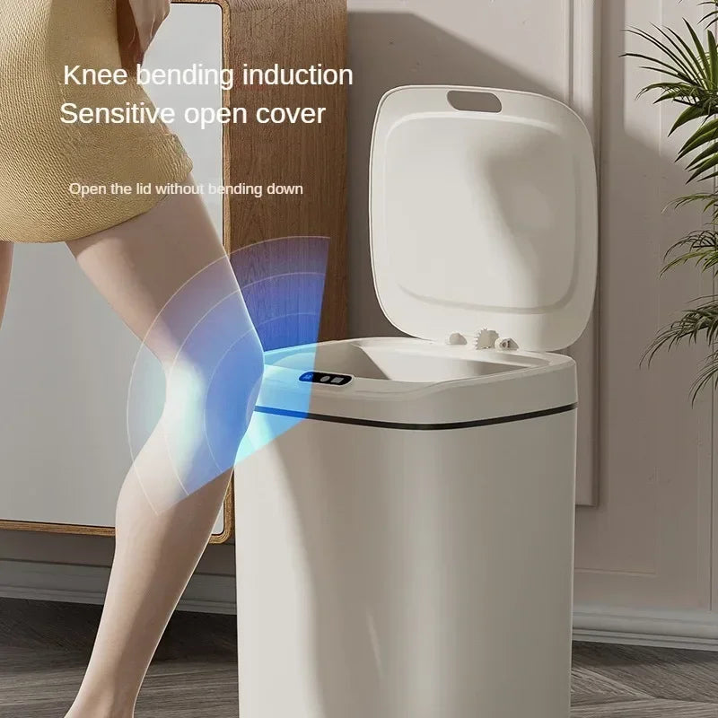 14L/16L Smart Trash Can Automatic Bagging Electronic Trash Can Touchless Bathroom Trash Bin Motion Sensor Household Garbage Bin