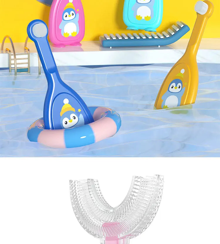 Baby 360 Degree U-shaped Oral Care Cleaning Silicone Soft Toothbrush Cartoon Penguin Koala Cute Children Toothbrush