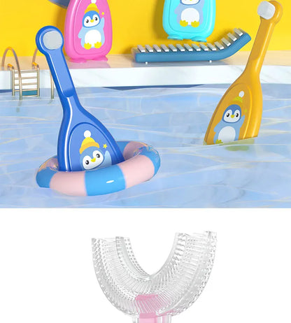 Baby 360 Degree U-shaped Oral Care Cleaning Silicone Soft Toothbrush Cartoon Penguin Koala Cute Children Toothbrush