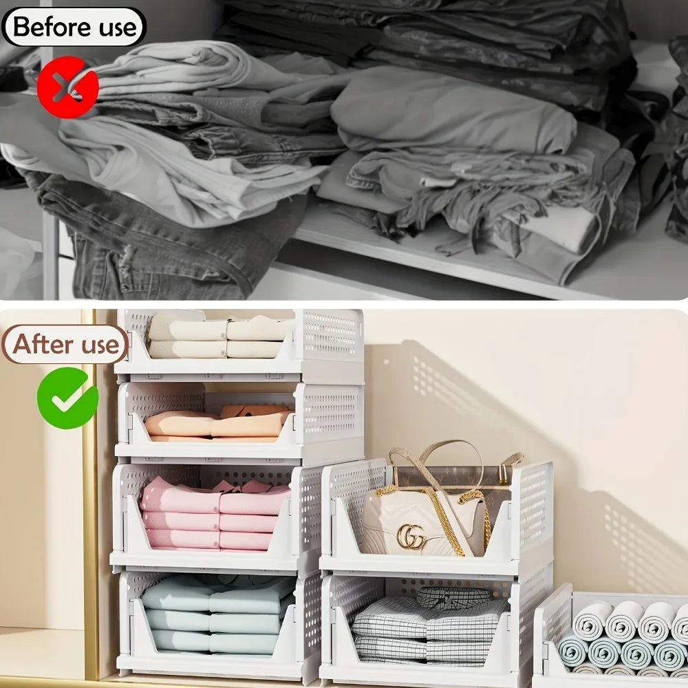 1pc Foldable Drawer-Style Wardrobe Organizer Set, Durable Stackable Storage for Clothes for Closet, Bedroom, Home