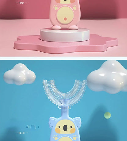 Baby 360 Degree U-shaped Oral Care Cleaning Silicone Soft Toothbrush Cartoon Penguin Koala Cute Children Toothbrush