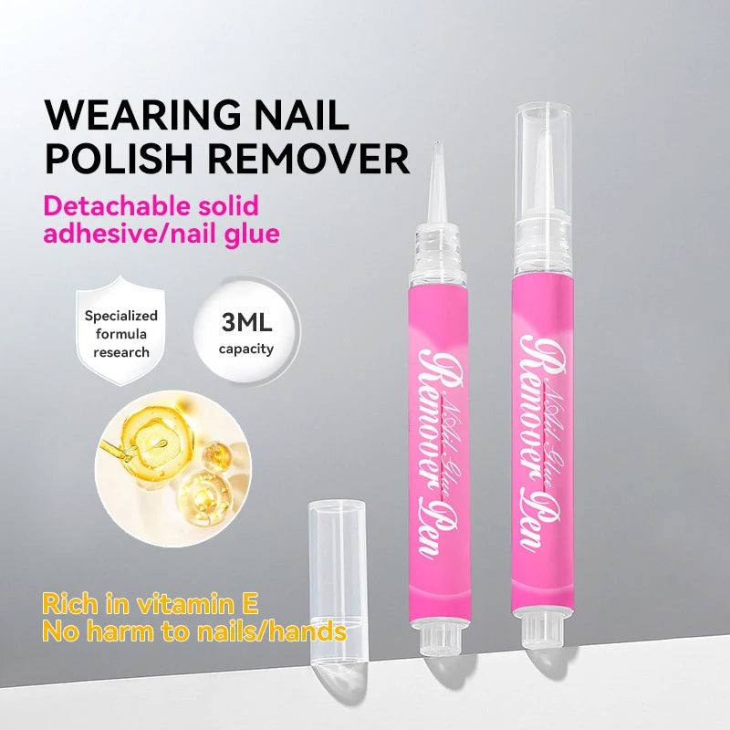 3ml Nail Polish Remover Pen Portable Highly Efficient Fast-Dissolve Glue Pen Reusable Manicure Tool for Fake Nails No Damage
