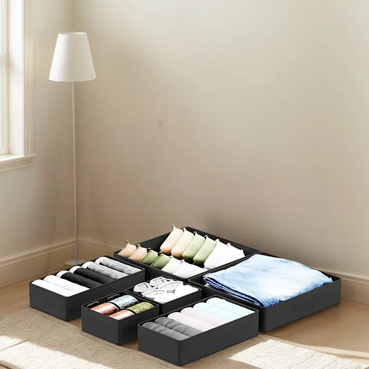 6 Pack Drawer Organizer for Clothes Dresser Drawer Organizer Bins Closet Organizers and Storage Dividers for Clothing Underwears