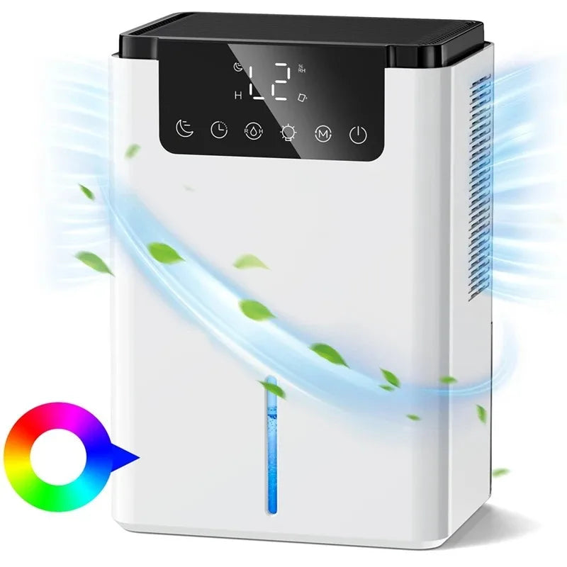 2200ml Air Dehumidifier Mute Moisture Absorbers Machine Air Dryer Water Tank with LED Display and Touch Control Single Core