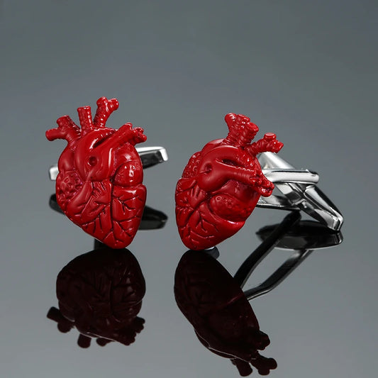 Men's French shirt cufflinks copper material red heart cufflinks fashion brand clothing accessories wholesale