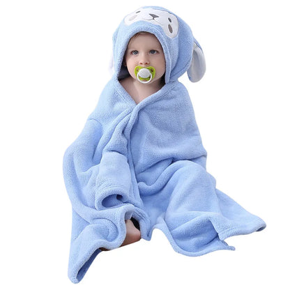 Baby Hooded Bath Towel - Super Absorbent Microfiber Cartoon Cloak, Soft Infant Bathing Wrap with Cute Animal Designs