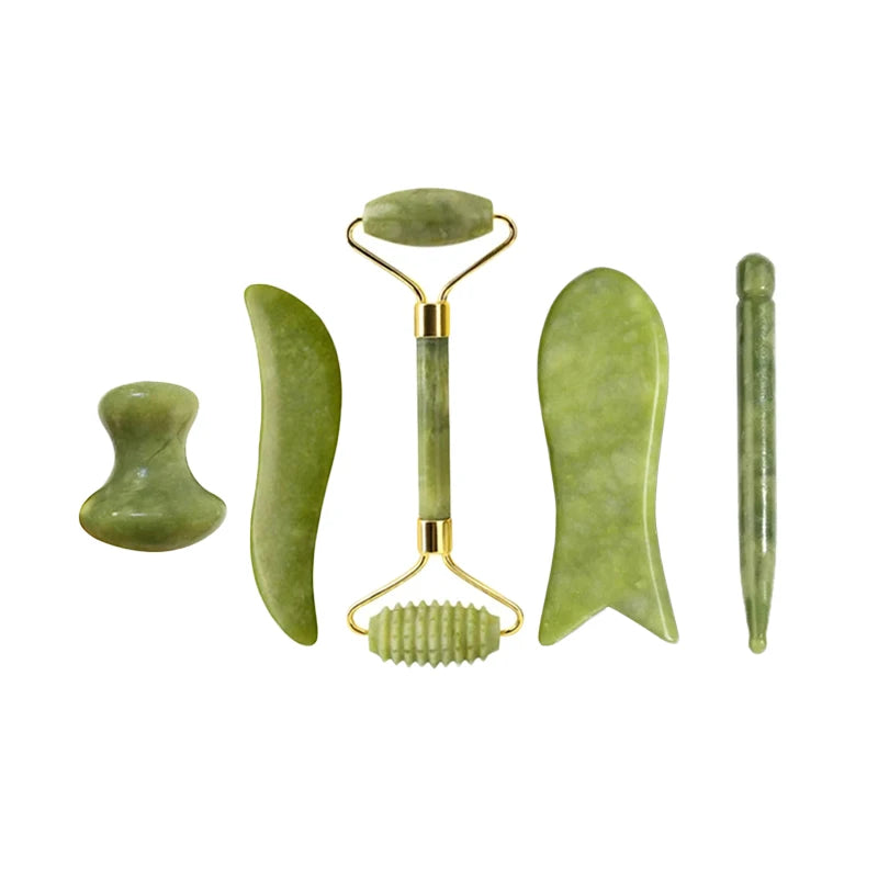 100% Natural Stone Gua Sha Board Set Jade Roller Massager Gouache Scraper Acupuncture Facial Lifting Spa Skin Care Beauty Tools