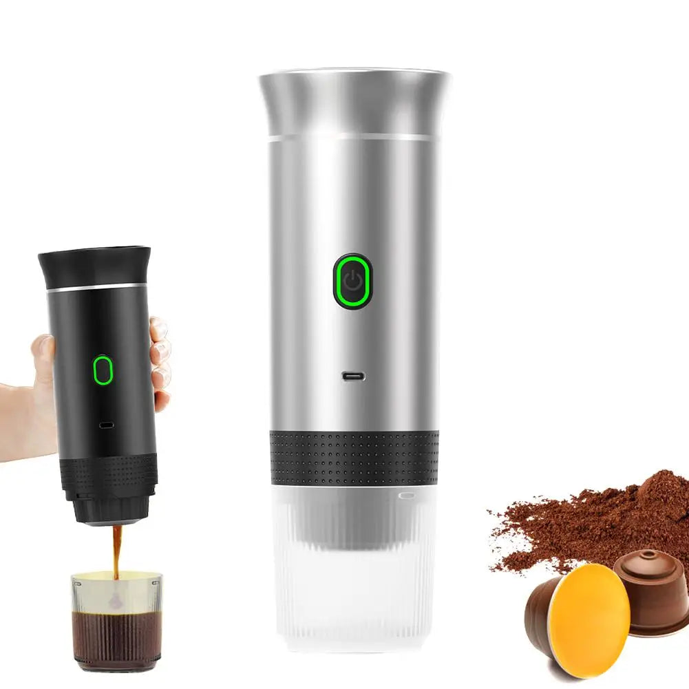 Electric Portable Coffee Machine Portable Italian Espresso Machine for Car & Home 3-in-1 Capsule Powder Travel Coffee Maker