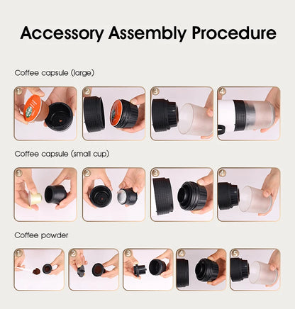 USB Portable Electric Espresso Machine 3-In-1 Capsule Coffee Maker Small Wireless Heating For Home Camping Travel Coffee Machine