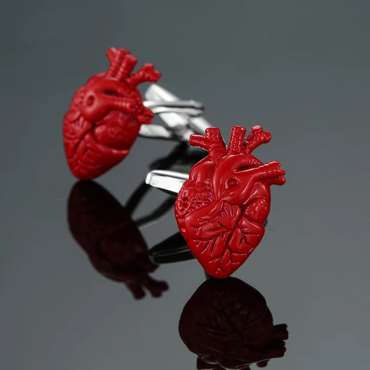Men's French shirt cufflinks copper material red heart cufflinks fashion brand clothing accessories wholesale