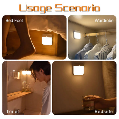 LED Motion Sensor Light Wireless LED Night Light Type C Rechargeable Night Light Cabinet Wardrobe Lamp Staircase For Kitchen LED