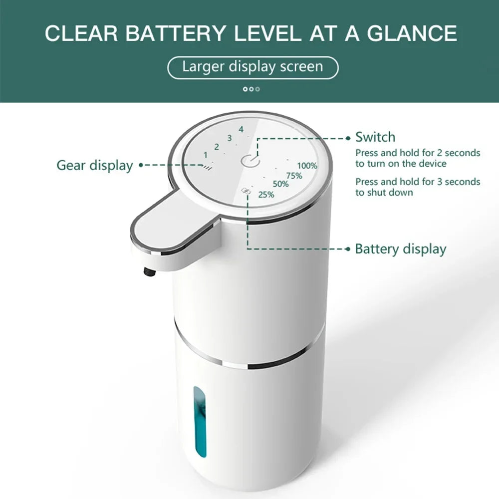 Automatic Soap Dispenser Touchless Foaming Soap Dispenser 380ml USB Rechargeable Electric 4 Level Adjustable Foam Soap Dispenser