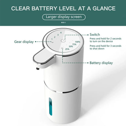 Automatic Soap Dispenser Touchless Foaming Soap Dispenser 380ml USB Rechargeable Electric 4 Level Adjustable Foam Soap Dispenser