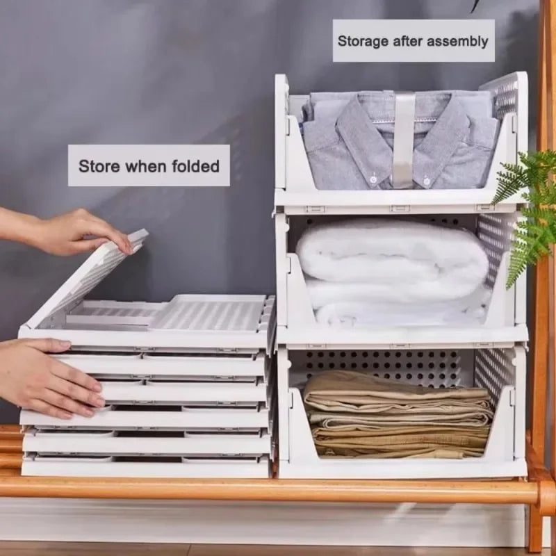Foldable Clothes Storage Drawer High-capacity Plastic Storage Box Household Stackable Drawer Organization Household Accessories
