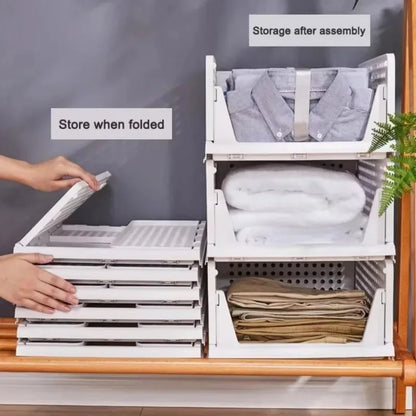 Foldable Clothes Storage Drawer High-capacity Plastic Storage Box Household Stackable Drawer Organization Household Accessories