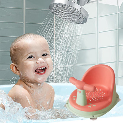 Baby bathtub seat is safe, non slip, and suitable for newborn baby care. Adorable shower seat for children aged 6-18 months